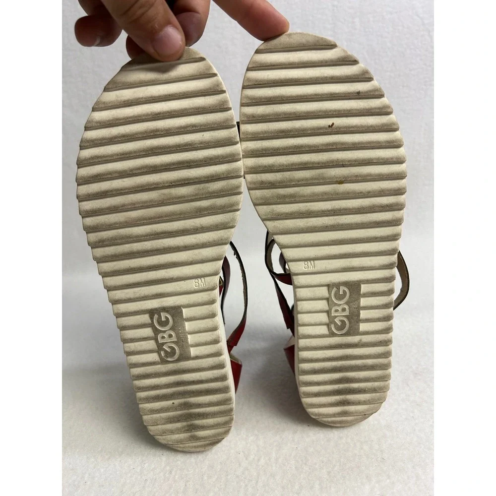 Chic Summer Streetwear GBG Los Angeles Guess Womens 8M Red Strappy Karin Sandals